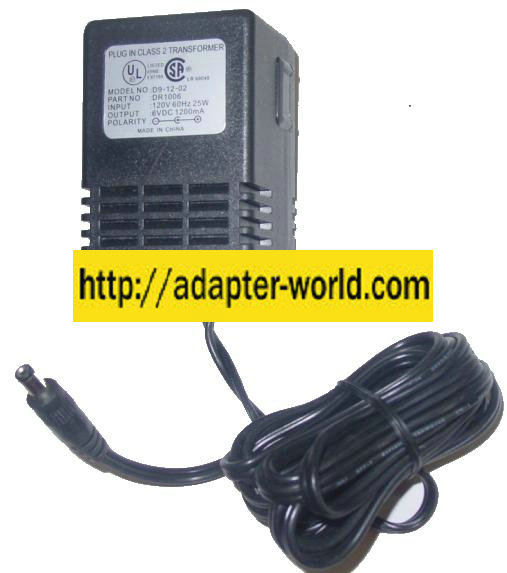 D9-12-02 AC ADAPTER 6VDC 1.2A -( ) 1200mA New 2x5.5mm 120vac PL - Click Image to Close