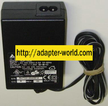 DELTA ELECTRONICS ADP-15ZB AC ADAPTER 12Vdc 1.25A Power Supply S