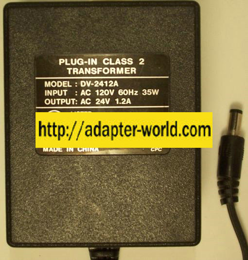 DV-2412A AC ADAPTER 24Vac 1.2A ~(~) 2x5.5mm 120vac New POWER SU - Click Image to Close