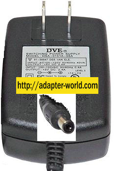 DVE DSA-0151A-05A AC ADAPTER 5VDC 2.4A -( )- 2.1x5.5mm New POWE