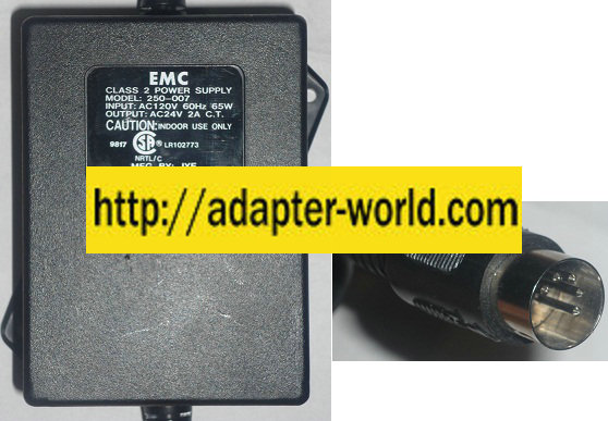 EMC 250-007 AC ADAPTER 24Vac 2A 5Pin Din 13mm Male POWER SUPPLY - Click Image to Close
