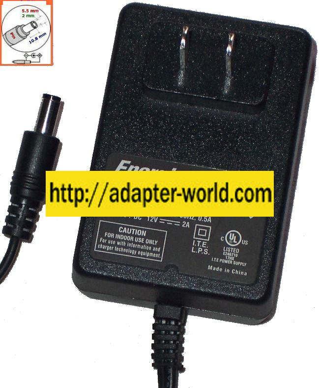 ENERGIZER BT25P12020000 AC ADAPTER 12Vdc 2A New -( ) 2x5.5mm 10