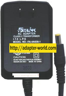 Foxlink FA-4A030-1 AC Adapter 12VDC, 500mA f Microsoft G Router - Click Image to Close
