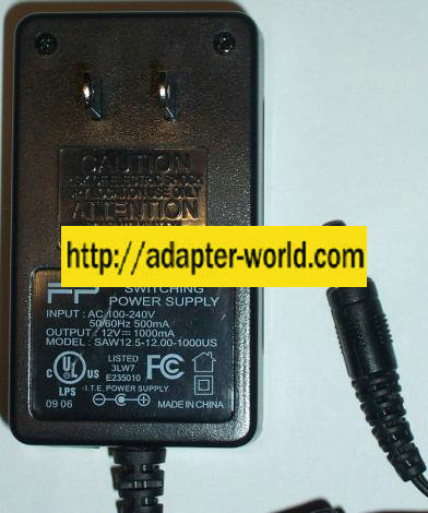 FP SAW12.5-12.00-1000US AC DC ADAPTER 12V 1APOWER SUPPLY - Click Image to Close