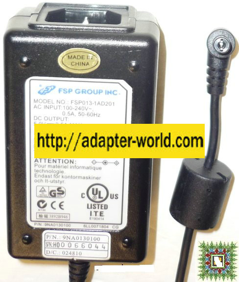 FSP GROUP INC FSP013-1AD201 AC ADAPTER 5VAC 2.5A Power Supply IT - Click Image to Close