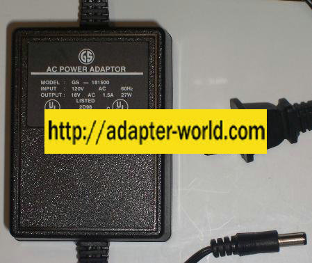 GS GS-181500 AC ADAPTER 18Vac 1.5A 2.5x5.5mm ~(~)~ New Desk top - Click Image to Close