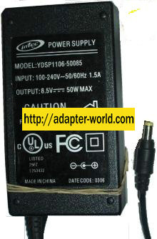 INTEC YDSP1106-50085 AC DC ADAPTER 8.5V 50W POWER SUPPLY - Click Image to Close