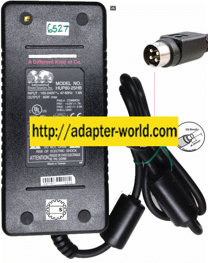 NEW INTERNATIONAL POWER SOURCES INC. HUP80-25HB AC ADAPTER 60W 5Vdc - Click Image to Close