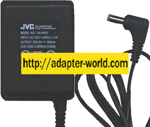 JVC AA-R456 AC ADAPTER 4.5V DC 600MA 5.3W CLASS 2 TRANSFORMER