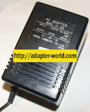 NANBA COMMERCE 24-40A AC ADAPTER 24VDC 400mA NEW 1.9x5.5x8.9mm - Click Image to Close