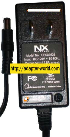 NEXXTECH CPSA0526 AC ADAPTER 5Vdc 2.6A -( )- 2x5.5mm 120vac New