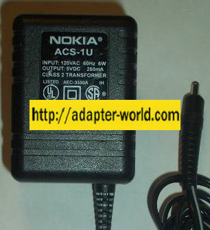 NOKIA ACS-1U AC DC ADAPTER 5V 260MA POWER SUPPLY - Click Image to Close