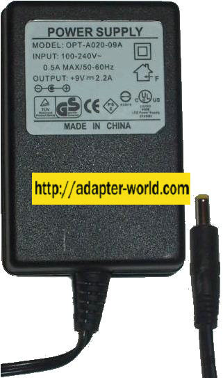 OPT-A020-09A AC ADAPTER 9VDC 2.2A POWER SUPPLY