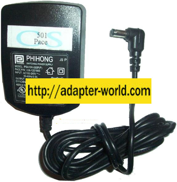 PHIHONG PSA15R-060P AC ADAPTER 6V DC 2.5A -( ) 90 ° New 2x5.5mm - Click Image to Close