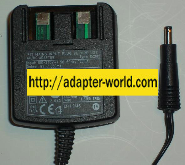 PHILLIPS 152182 AC DC ADAPTER 6V 850MA POWER SUPPLY - Click Image to Close