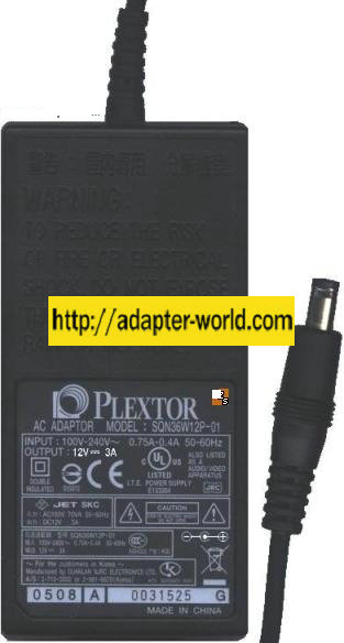 PLEXTOR SQN36W12P-01 AC ADAPTER 12VDC 3A Power Supply ADAPTOR