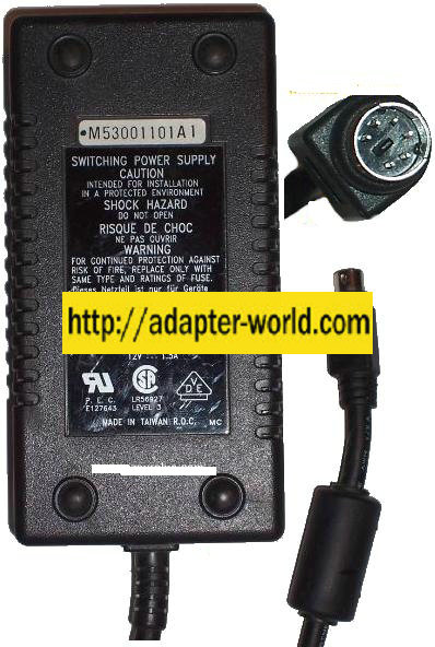 PSM-3021 AC ADAPTER 12VDC 1.5A 5V 6 Pin DIN Exabyte Tape Backup