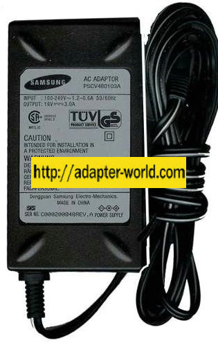 SAMSUNG PSCV480103A AC ADAPTOR 16VDC 3A 1 x 4 x 6 x 10mm