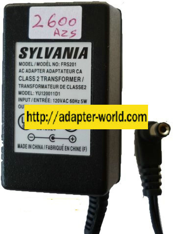 SYLVANIA FRS201 AC ADAPTER 12VDC 110mA Wallmount Linear POWER SU