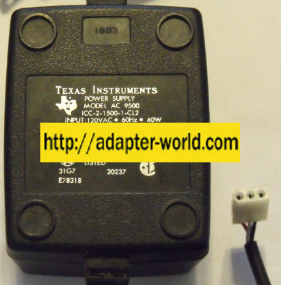 TEXAS AC 9500 AC ADAPTER 18V AC 150MA POWER SUPPLY