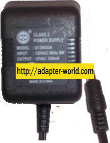 U120035A AC ADAPTER 12VAC 350mA POWER SUPPLY CLASS 2 Transformer - Click Image to Close