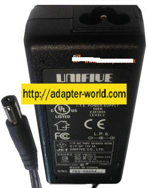 UNIFIVE UIB324-12 AC ADAPTER 12VDC 2A New -( ) 2x5.5mm POWER SUP - Click Image to Close