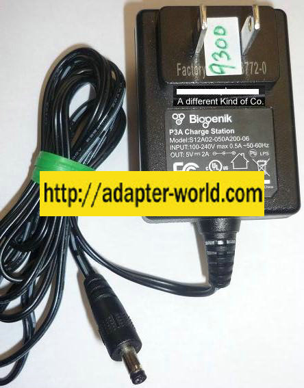NEW BIOGENIK 5VDC 2A USED -(+) 1.5x4x9mm Round Barrel S12A02-050A200-06 AC ADAPTER POWER SUPPLY - Click Image to Close