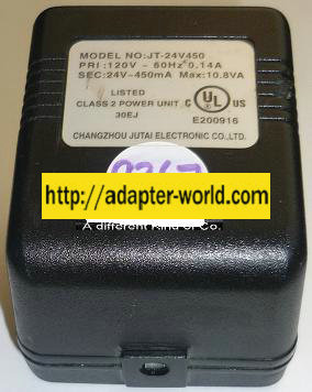 NEW CHANGZHOU 24~450mA 10.8VA USED CLASS 2 JT-24V450 AC ADAPTER POWER SUPPLY - Click Image to Close