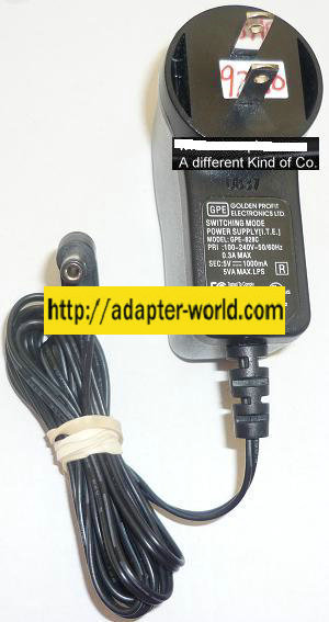 NEW 5VDC 1000mA USED -(+) FOR GPE GPE-828C AC ADAPTER 2.5x5.5x9.4mm 90° ROUND BARREL SWITCHING MODE POWER SUPP - Click Image to Close