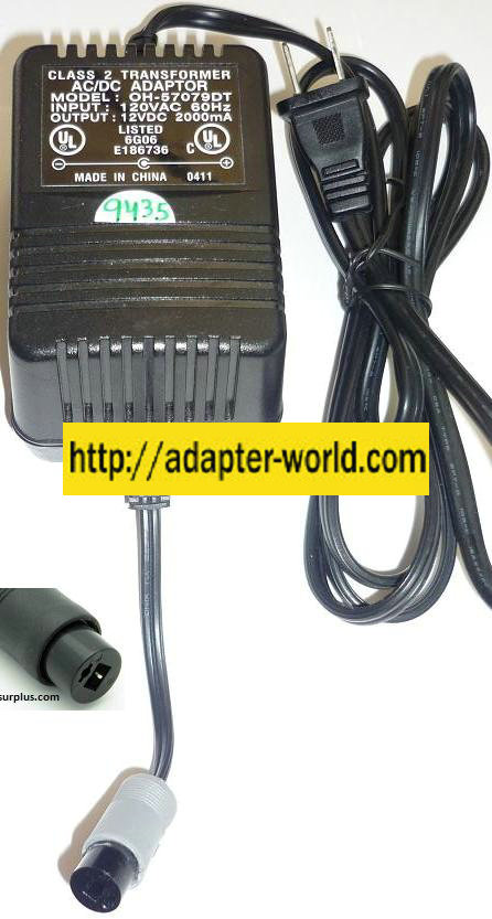 NEW 12VDC 2000mA USED -(+) 2PIN 2PIN DIN MEDICAL CLASS 2 TRANSFORMER OH-57079DT AC ADAPTER POWER SUPPLY - Click Image to Close