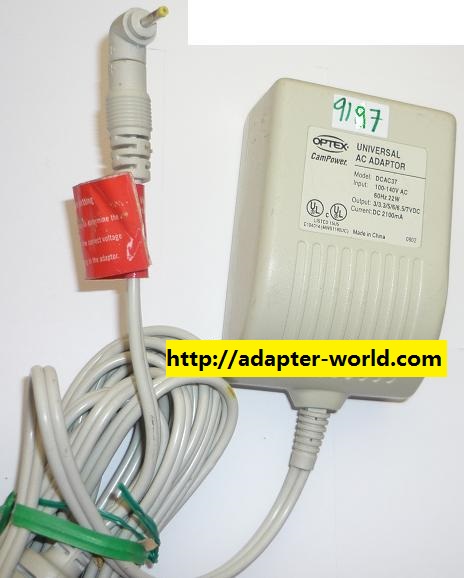 NEW OPTEX DCAC37 UNIVERSAL AC ADAPTER 3/3.3/5/6/6.5/7VDC 210mA USED 0.2x0.3x7mm 90° ROUND BARREL SWITCHING POW - Click Image to Close
