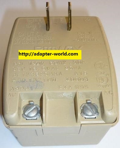 NEW PITTWAY 16.5VAC 25VA USED PLUG-IN CLASS 2 TRANSFORMER BE154625AAA AC ADAPTER POWER - Click Image to Close