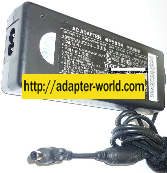 NEW SAMSUNG 19VDC 4.2A USED -(+) 0.7x3x5x9mm ROUND BARREL WITH PIN ITE AD-8019 AC ADAPTER POWER SUPPLY - Click Image to Close