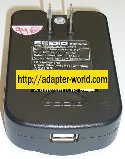 NEW SEIDIO USB 5VDC 1A USED BATTERY CHARGER 4.2V/4.35VDC 500mA CLASS 2 BCSI5-BK USB AC MULTI FUNCTION ADAPTER - Click Image to Close