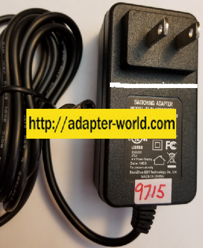 *NEW* SHENZHEN E355255 SUN-1200250B3 AC ADAPTER 12VDC 2.5A USED -(+) 2x5.5x12mm ROUND BARREL SWITCHING POWER S - Click Image to Close