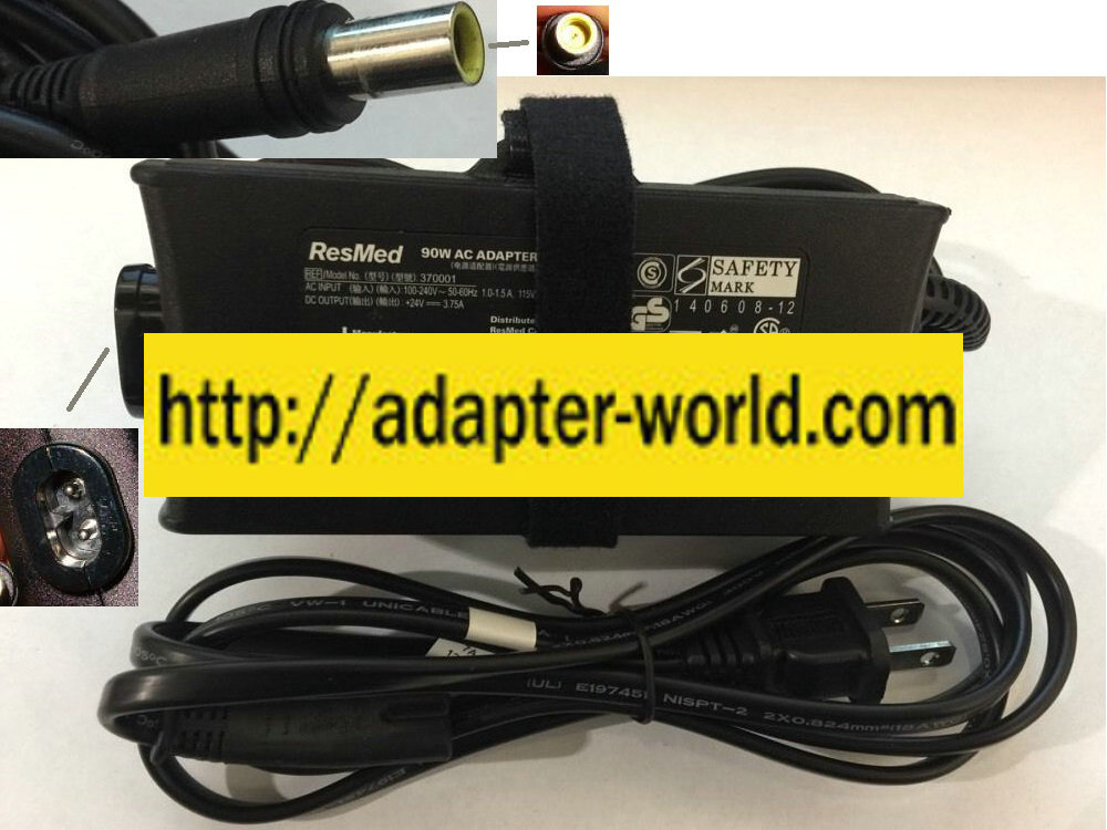 NEW Resmed 24vdc 3.75A 90W Used 370001 Ac Adapter Power Supply