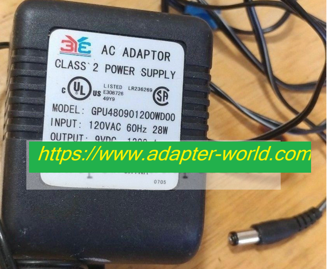 *Brand NEW* 9VDC 9V DC 1200mA AC ADAPTER GPU480901200WD00 3YE EYE CLASS 2 POWER SUPPLY