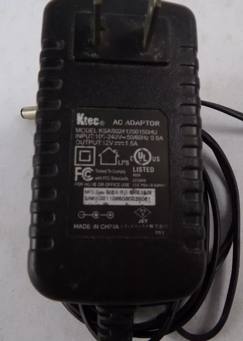 *Brand NEW*Output 12 V 1.5 A ac Adapter Geniune Ktec KSAS024120050HU Power Supply