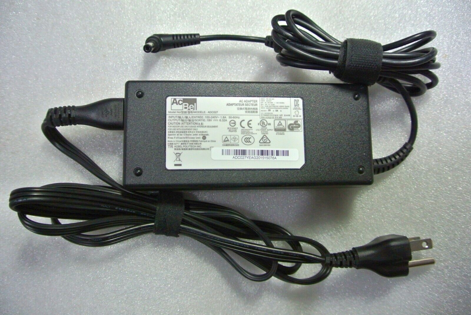 *Brand NEW*Genuine AcBel 120W 19V 6.32A AC Power Adapter Model ADC027 Power Supply - Click Image to Close