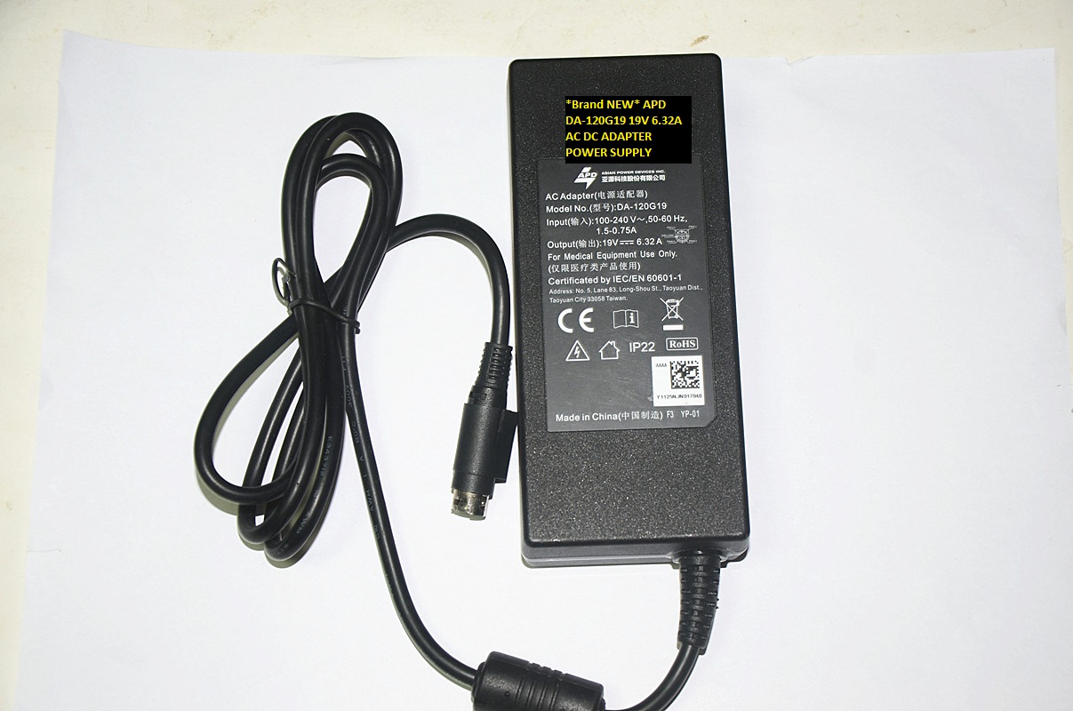 *Brand NEW* 19V 6.32A APD DA-120G19 AC DC ADAPTER POWER SUPPLY