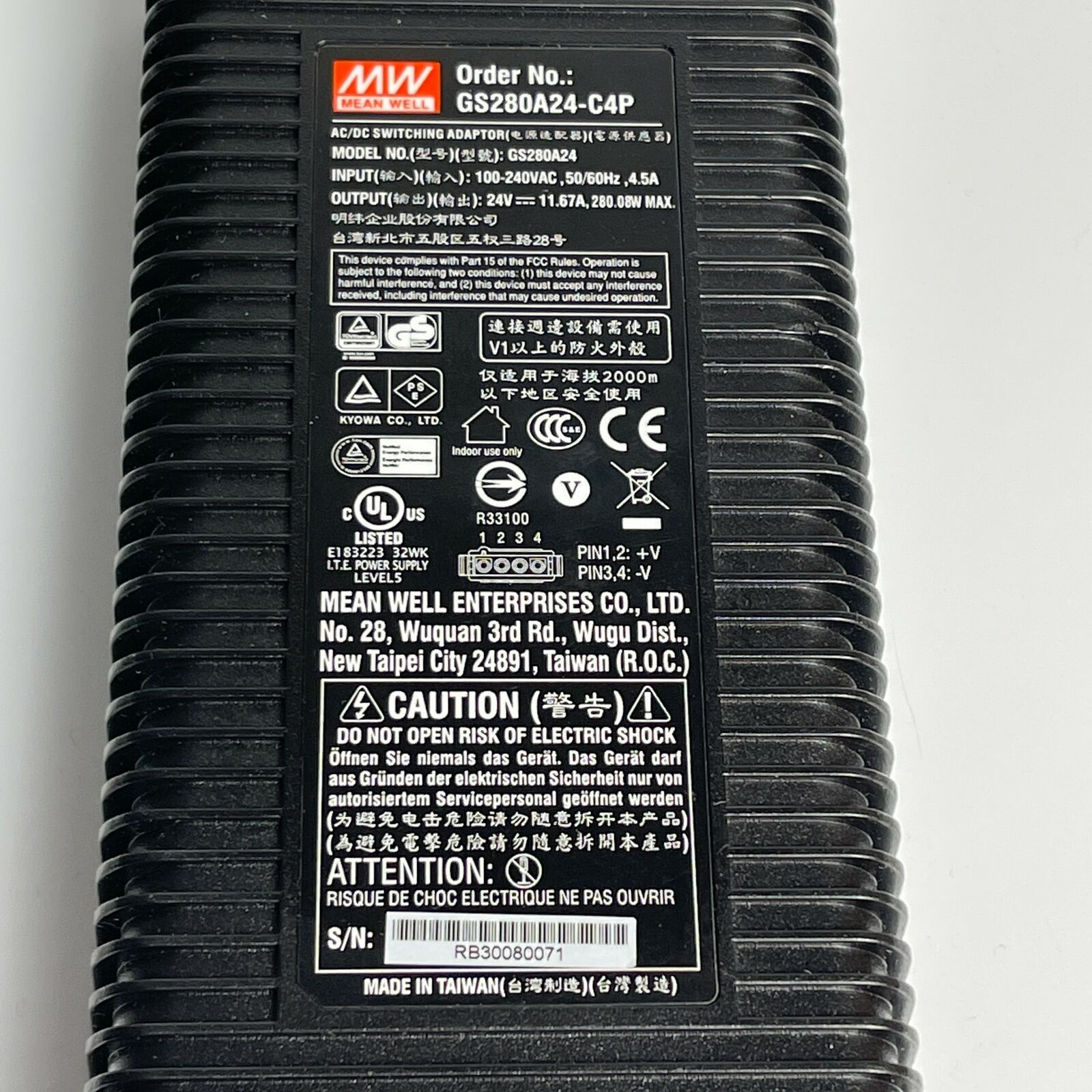 *Brand NEW*Mean Well GS280A24-C4P Black Portable 280.08W AC/DC Switching Power Adapter - Click Image to Close
