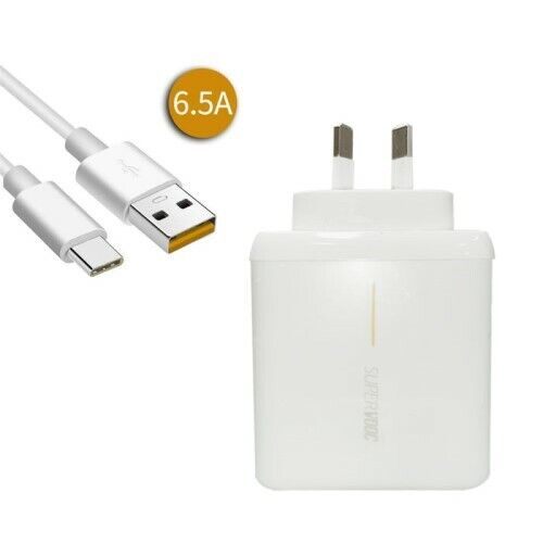 *Brand NEW*Genuine OPPO /Realme 65W SuperVOOC Wall Adapter Charger (Includes Cable) White - Click Image to Close