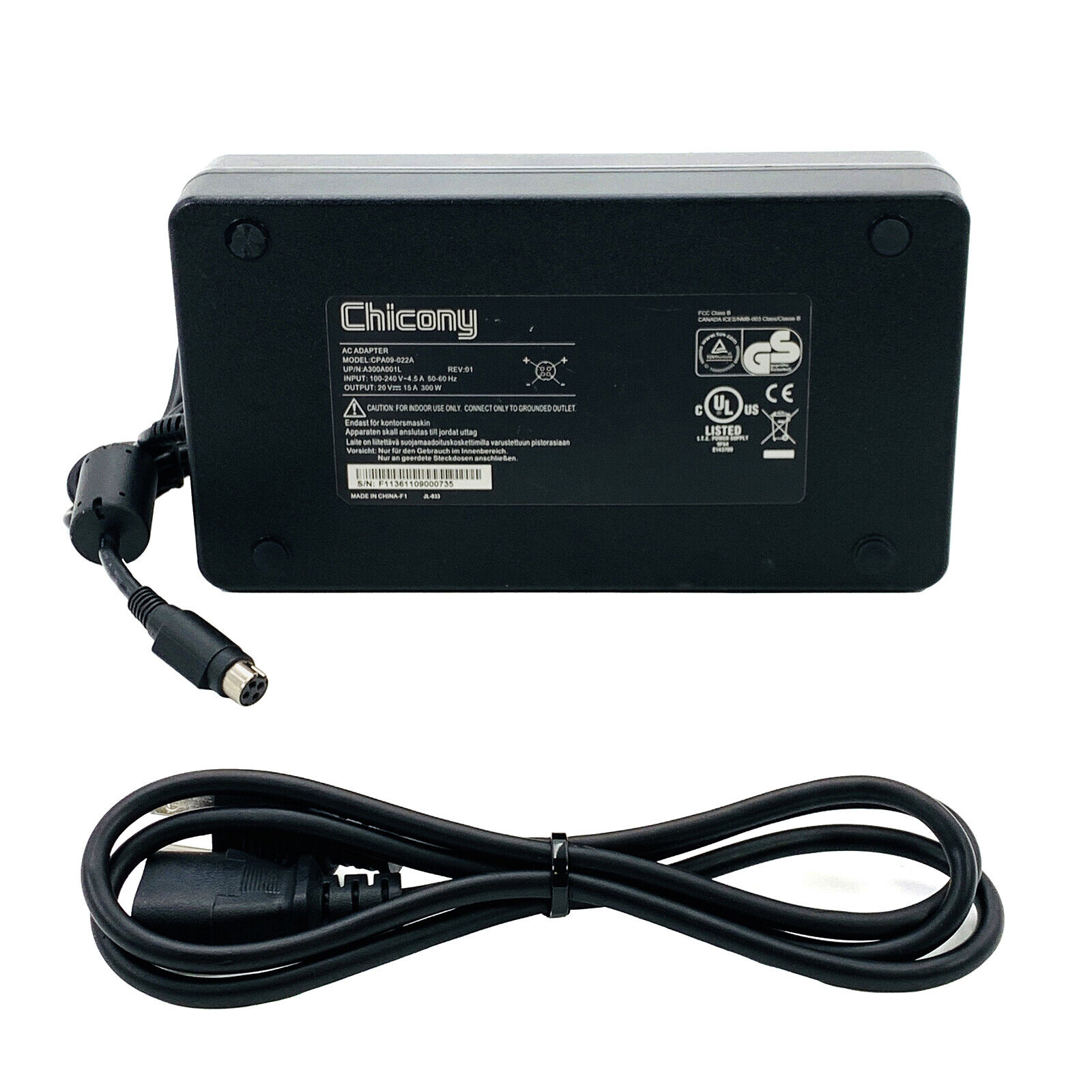 *Brand NEW* for Clevo P370EM3 20V 15A 300W 4-pin w/PC OEM Genuine AC Power Supply Adapter