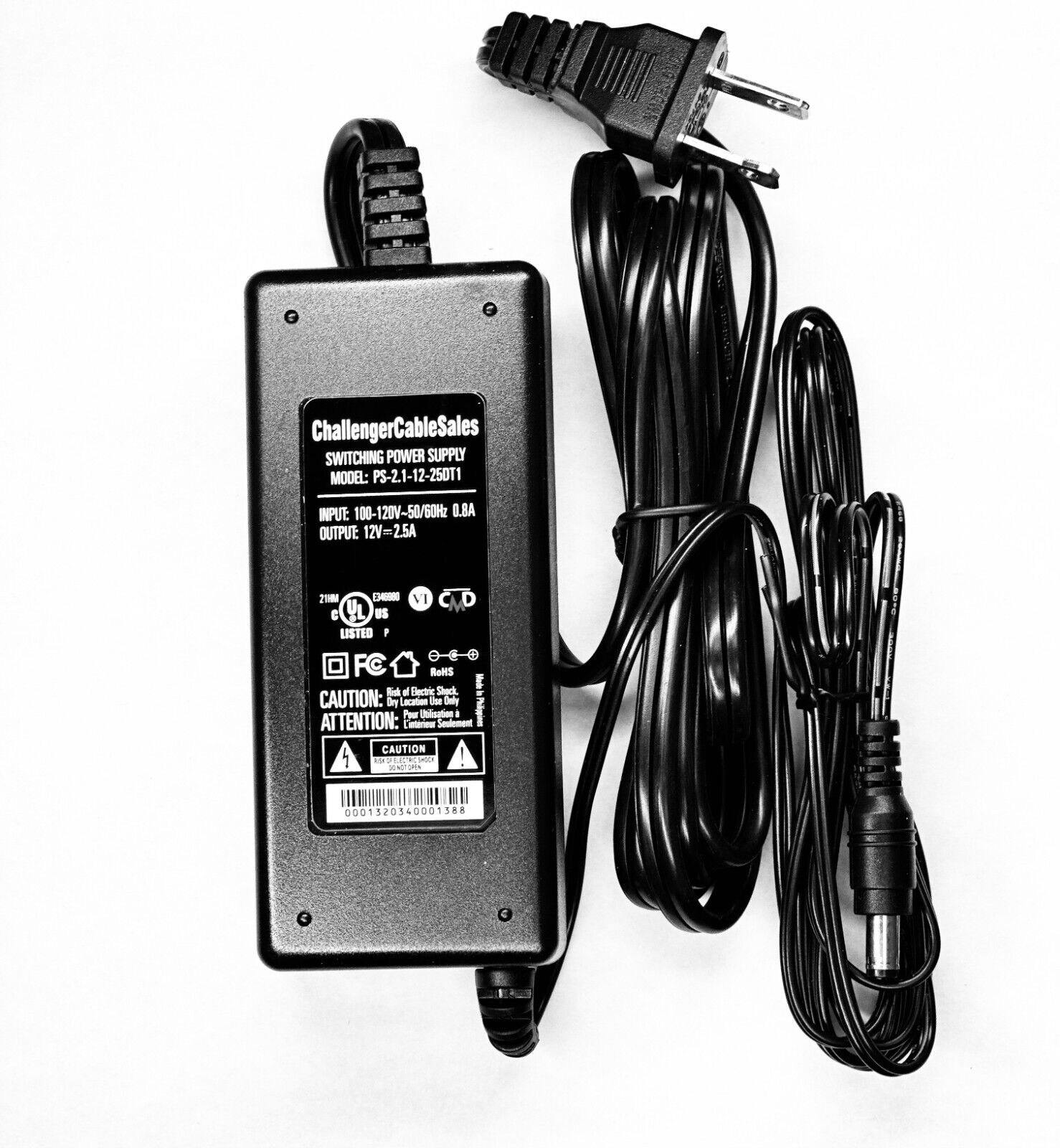 *Brand NEW*PS-2.1-12-25DT1 12V 2.5A AC Adapter Challenger Cable Sales Switching Power Supply - Click Image to Close