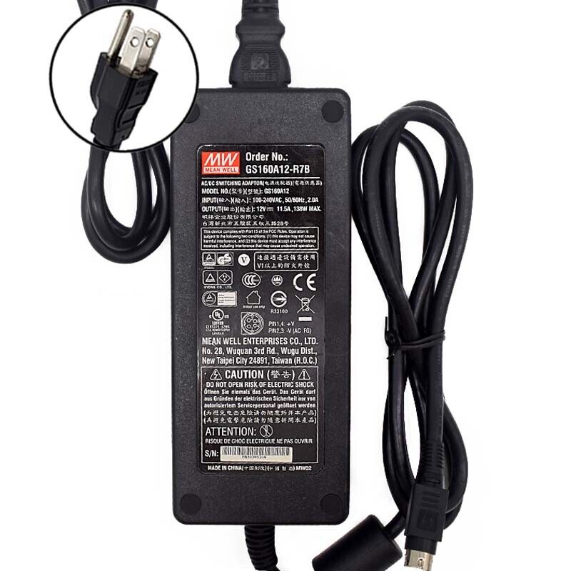 *Brand NEW*Mean Well Desktop GS160A12 12V 11.5A 138W 4pin Charger Adapter Power Supply - Click Image to Close