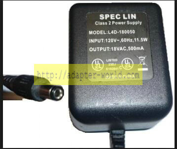 *Brand NEW* SPEC LIN L4D-180050 18VAC 500mA AC ADAPTER Power Supply - Click Image to Close