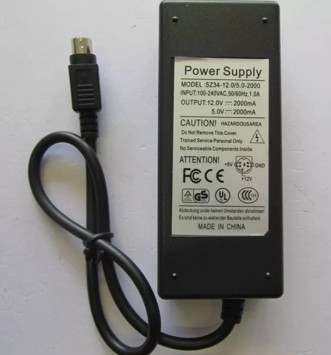 *Brand NEW*DIXIETREE 12V 2A 5V 2000mA AC-DC Power Adaptor GND 5 Pin DIN for WATTAC BA0362ZI-8-A01 SZ34-12.0/5.