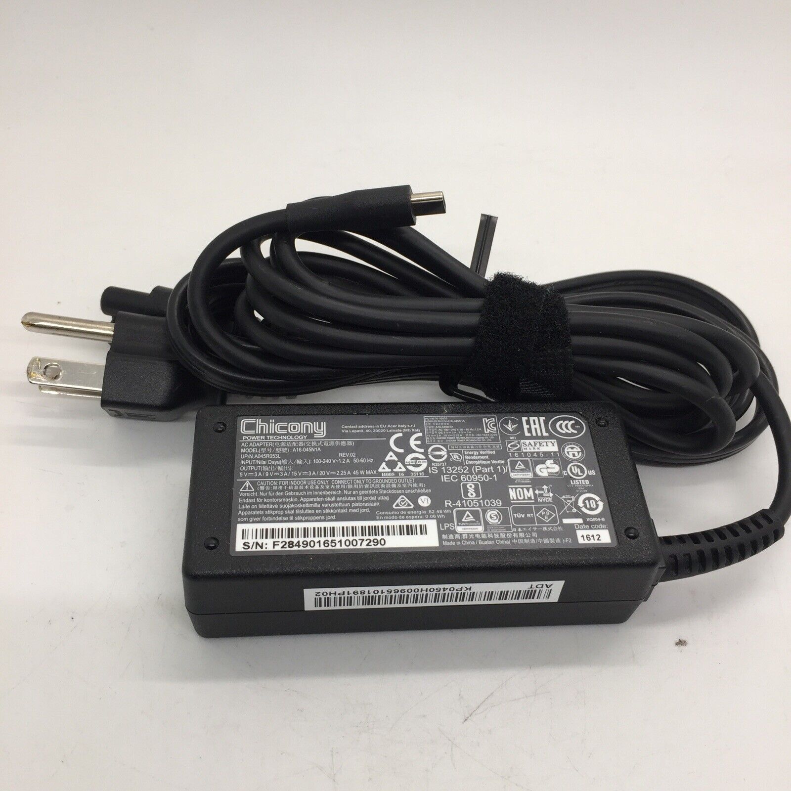 *Brand NEW*Original Chicony Chromebook A16-045N1A 45W USB-C AC Power Adapter Charger - Click Image to Close