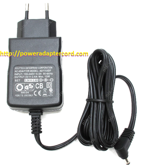 *Brand NEW* 5VDC 2.6A AC ADAPTER AC ~ 0.5A 50-60Hz SOLYTECH AD1705DF 1.8x4mm 13W 1.8 x 4 x 9.6mm 90 Degree Ri