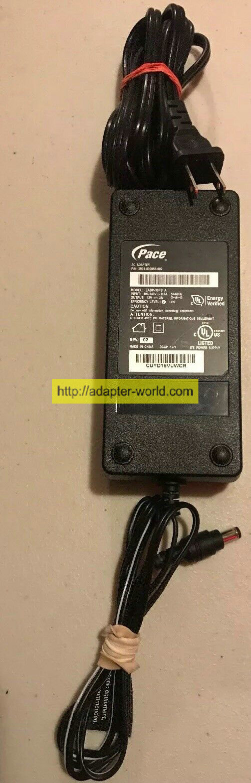 *100% Brand NEW* Pace 12V 3A EADP-36FB 2901-800058-002 FOR 5031NV 3600HGV 3800HGV-B 3801HGV AC Power Adapter F - Click Image to Close